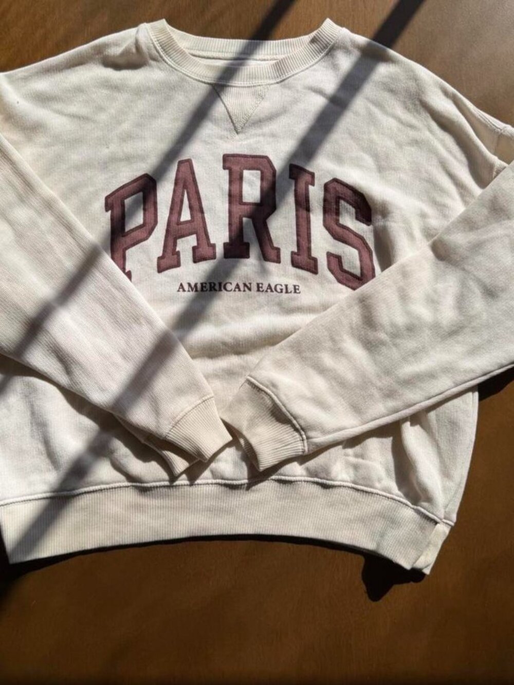 American Eagle Paris crewneck sweatshirt in cream & white, size M